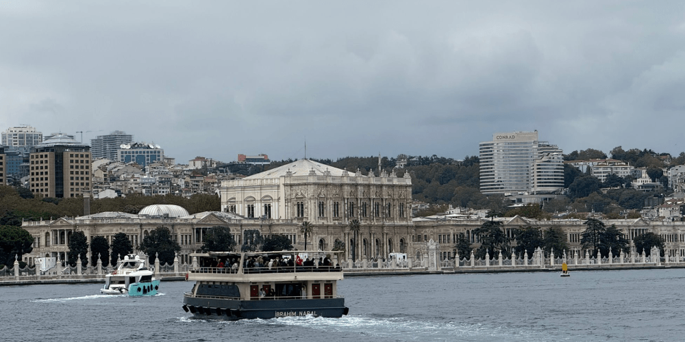 Istanbul Bosphorus lunch cruise with Ottoman palace and bridge scenery