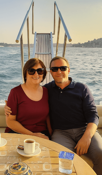 Sunset over the Bosphorus during a private yacht celebration