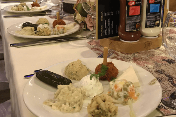 Authentic Turkish cuisine served during Istanbul dinner cruise
